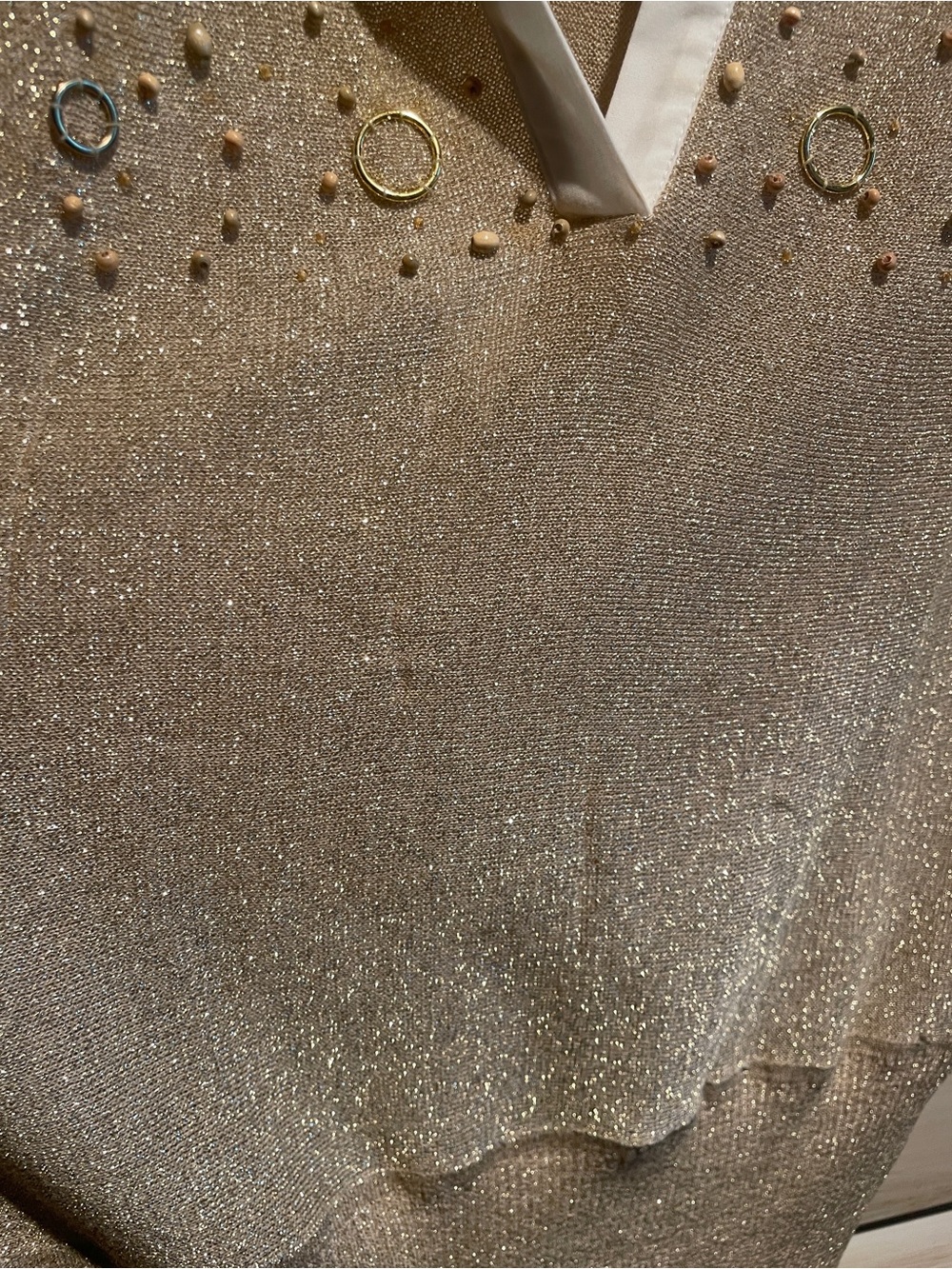 Due per Due - Lightweight Gold Metallic Sweater with Collar Detail - SzS - Picture 11 of 13